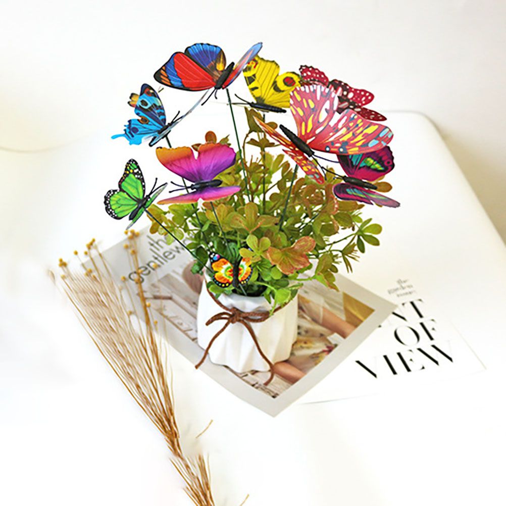 15pcs Simulation Butterfly Insert Colourful Butterfly Plant Inserts Gardening Supplies