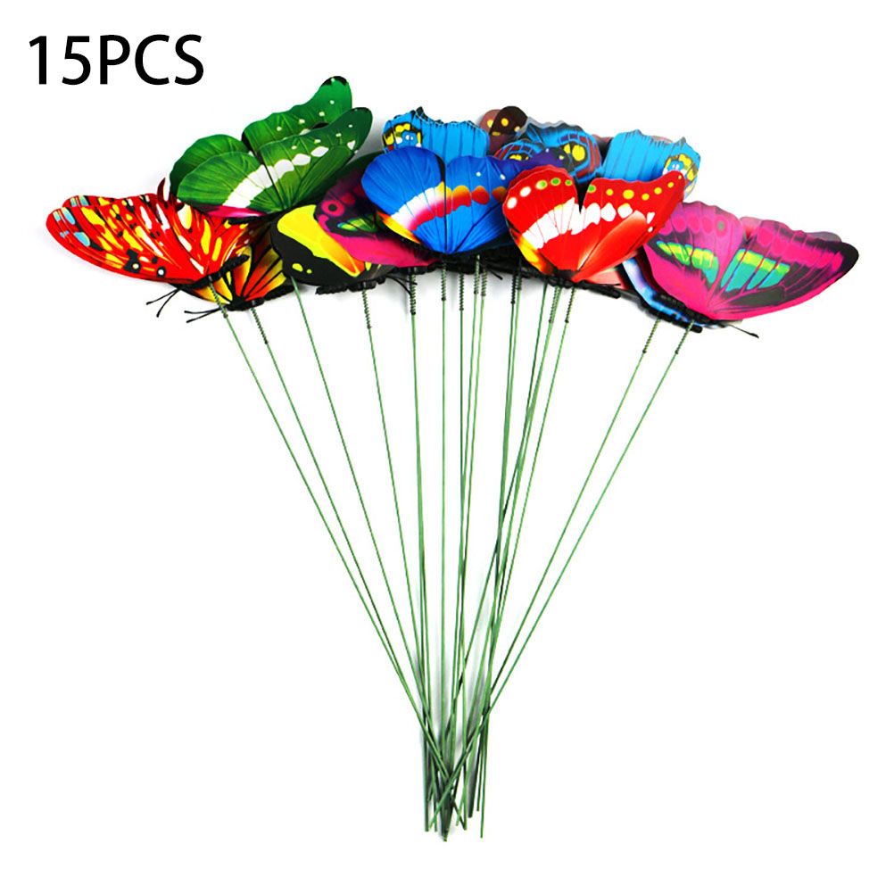 15pcs Simulation Butterfly Insert Colourful Butterfly Plant Inserts Gardening Supplies