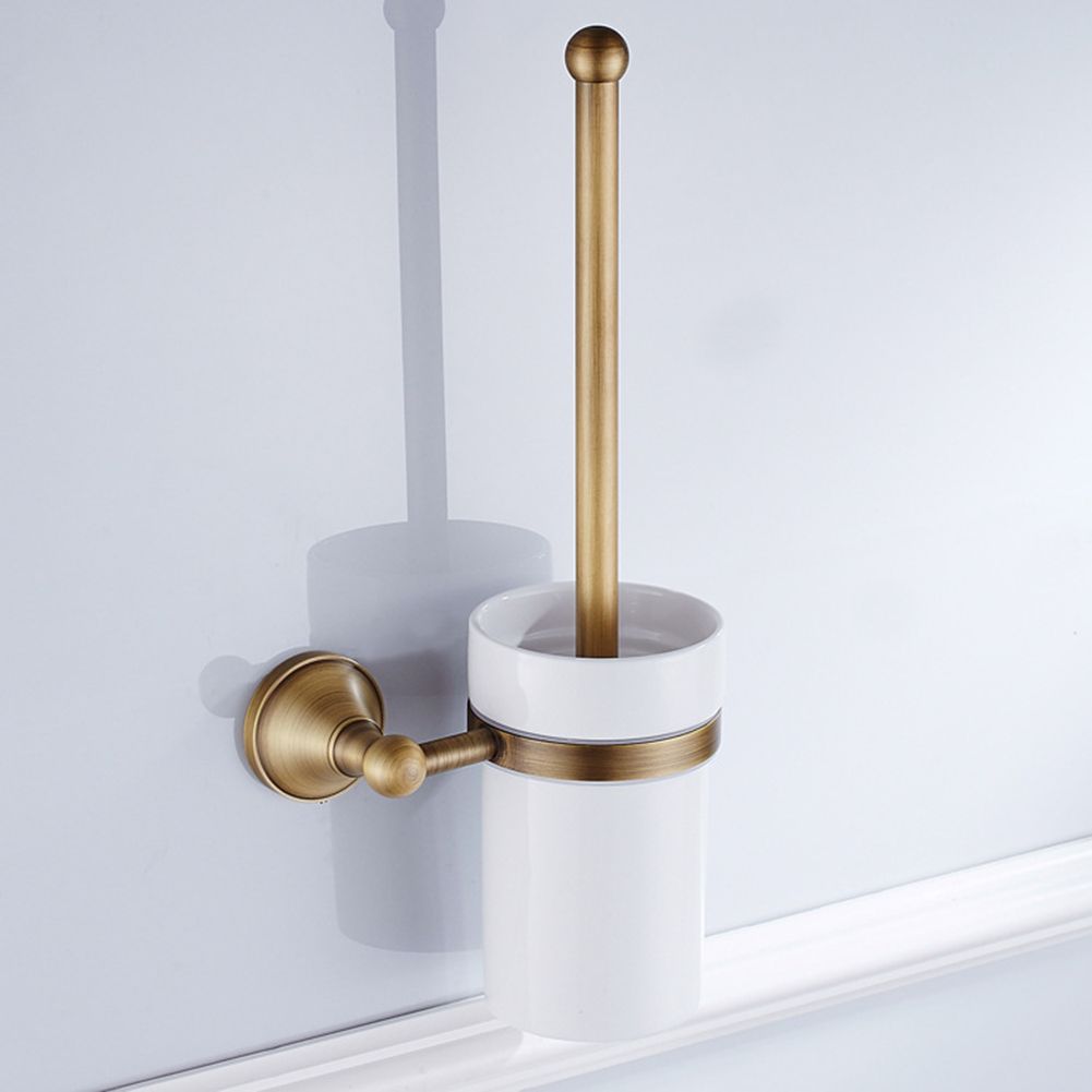 European Luxurious Antique Bronze Toilet Brush Holder Set Wall Mounted Brass Bathroom Accessories