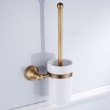 European Luxurious Antique Bronze Toilet Brush Holder Set Wall Mounted Brass Bathroom Accessories - Front View