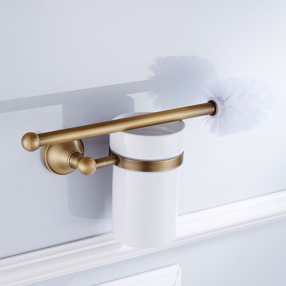 European Luxurious Antique Bronze Toilet Brush Holder Set Wall Mounted Brass Bathroom Accessories