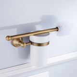 European Luxurious Antique Bronze Toilet Brush Holder Set Wall Mounted Brass Bathroom Accessories - 45-Degree Angle