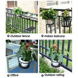 Iron Hanging Flowerpot Portable Flower Pots Metal Garden Flowers Bucket - Rear View