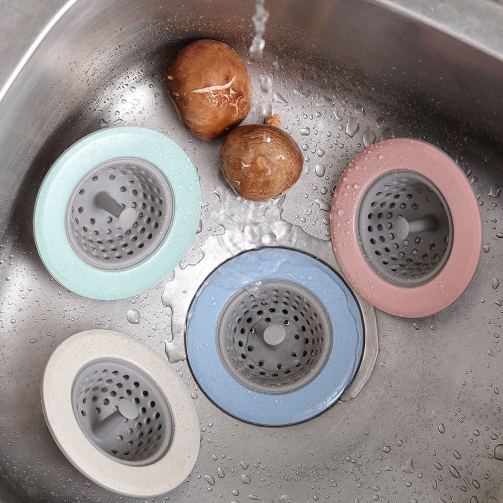 4Pcs Silicone Kitchen Sink Strainer Sewer Hair Filter Collect Bath Drain Stopper Sink Floor Drain Plug Kitchen Accessories