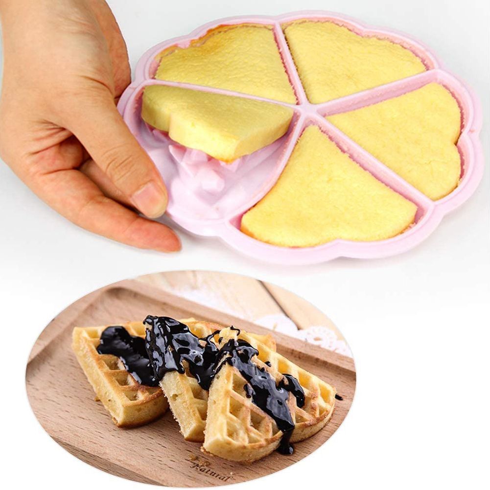 2PCS Silicone Waffle Mold 5 Cavity Heart Shaped Cake Muffin Pancake Mold for Baking Tools
