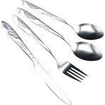 4PCS Cutlery Set Stainless Steel Cutlery for Cutter Fork Spoon Surface Carved Portable Lightweight Durable Tableware Set