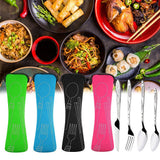 4PCS Cutlery Set Stainless Steel Cutlery for Cutter Fork Spoon Surface Carved Portable Lightweight Durable Tableware Set