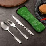 4PCS Cutlery Set Stainless Steel Cutlery for Cutter Fork Spoon Surface Carved Portable Lightweight Durable Tableware Set - Side View