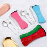 4PCS Cutlery Set Stainless Steel Cutlery for Cutter Fork Spoon Surface Carved Portable Lightweight Durable Tableware Set - Top-Down View