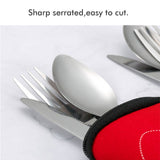4PCS Cutlery Set Stainless Steel Cutlery for Cutter Fork Spoon Surface Carved Portable Lightweight Durable Tableware Set - 45-Degree Angle