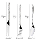 4PCS Cutlery Set Stainless Steel Cutlery for Cutter Fork Spoon Surface Carved Portable Lightweight Durable Tableware Set - Low Angle
