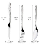 4PCS Cutlery Set Stainless Steel Cutlery for Cutter Fork Spoon Surface Carved Portable Lightweight Durable Tableware Set
