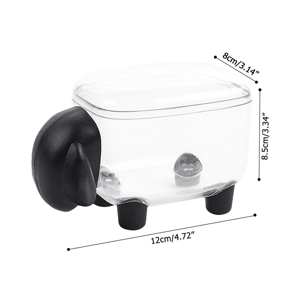 Mini Plastic Cotton Swab Storage Box Cute Sheep Dust-proof Cosmetic Cotton Storage Box Household Desktop Organizer