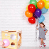 9 Holes Balloon Sizer Box Balloon Measurement Box Balloon Arch Kit Collapsible Wood Cube Balloon Sizer Box for Birthday Wedding Party - Side View