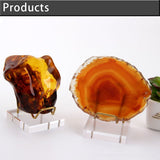 Acrylic Crystal Display Stand Mini Desktop Easel Stands Metal Arm Display with Acrylic Base