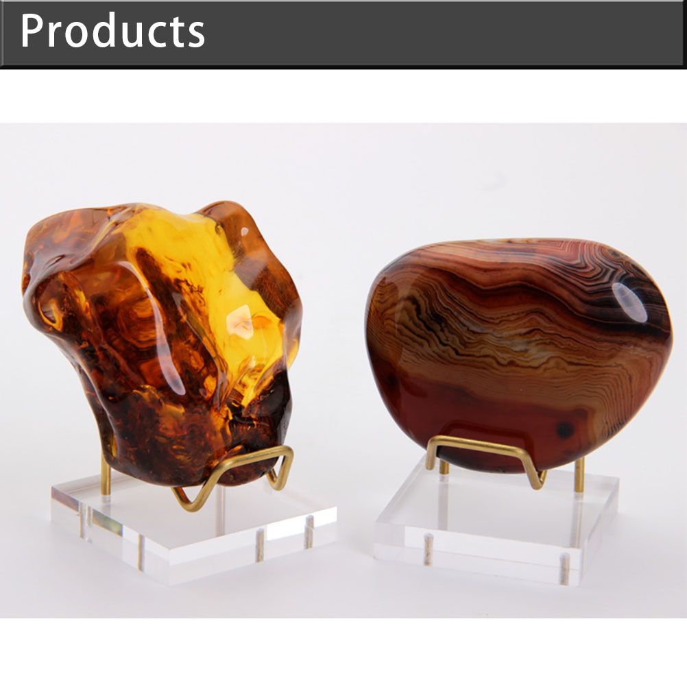 Acrylic Crystal Display Stand Mini Desktop Easel Stands Metal Arm Display with Acrylic Base