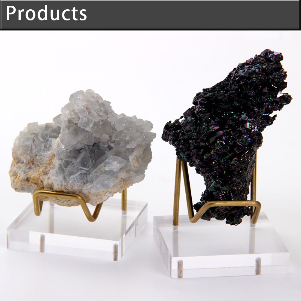 Acrylic Crystal Display Stand Mini Desktop Easel Stands Metal Arm Display with Acrylic Base
