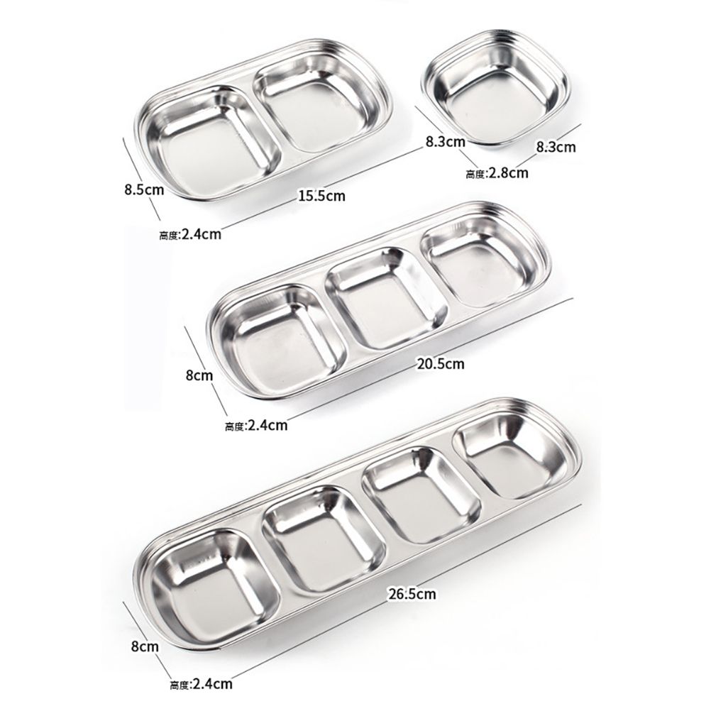 Divided Seasoning Dish Stainless Steel Sauce Dish Kitchen Dipping Dish