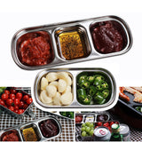 Divided Seasoning Dish Stainless Steel Sauce Dish Kitchen Dipping Dish
