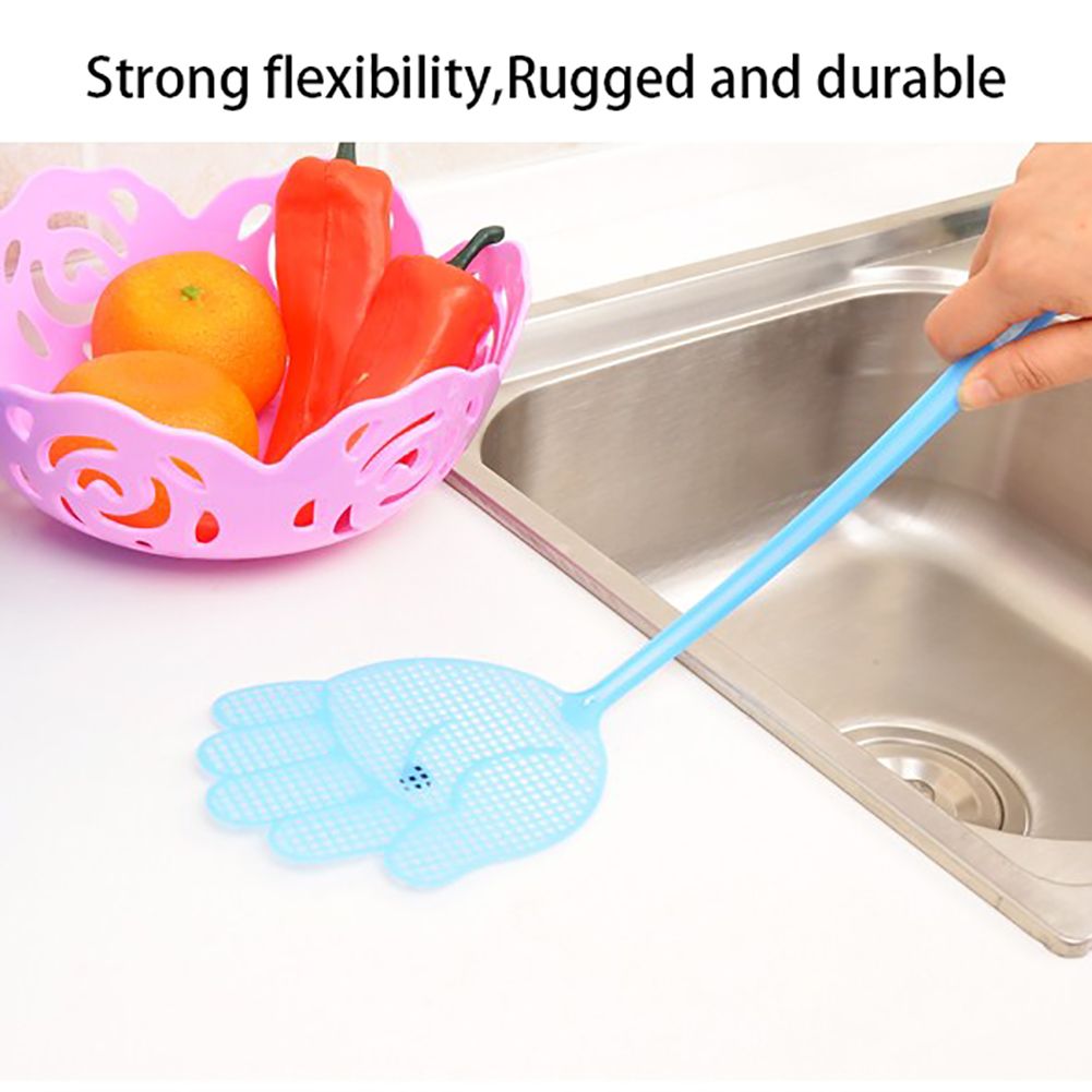 6PCS Multi Colors Plastic Long Handle Fly Swatter Anti Pest Tool