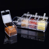 Four in One Waterproof and Moisture Proof Clear Seasoning Storage Container with Spoons