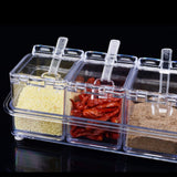 Four in One Waterproof and Moisture Proof Clear Seasoning Storage Container with Spoons