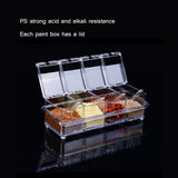 Four in One Waterproof and Moisture Proof Clear Seasoning Storage Container with Spoons - Low Angle
