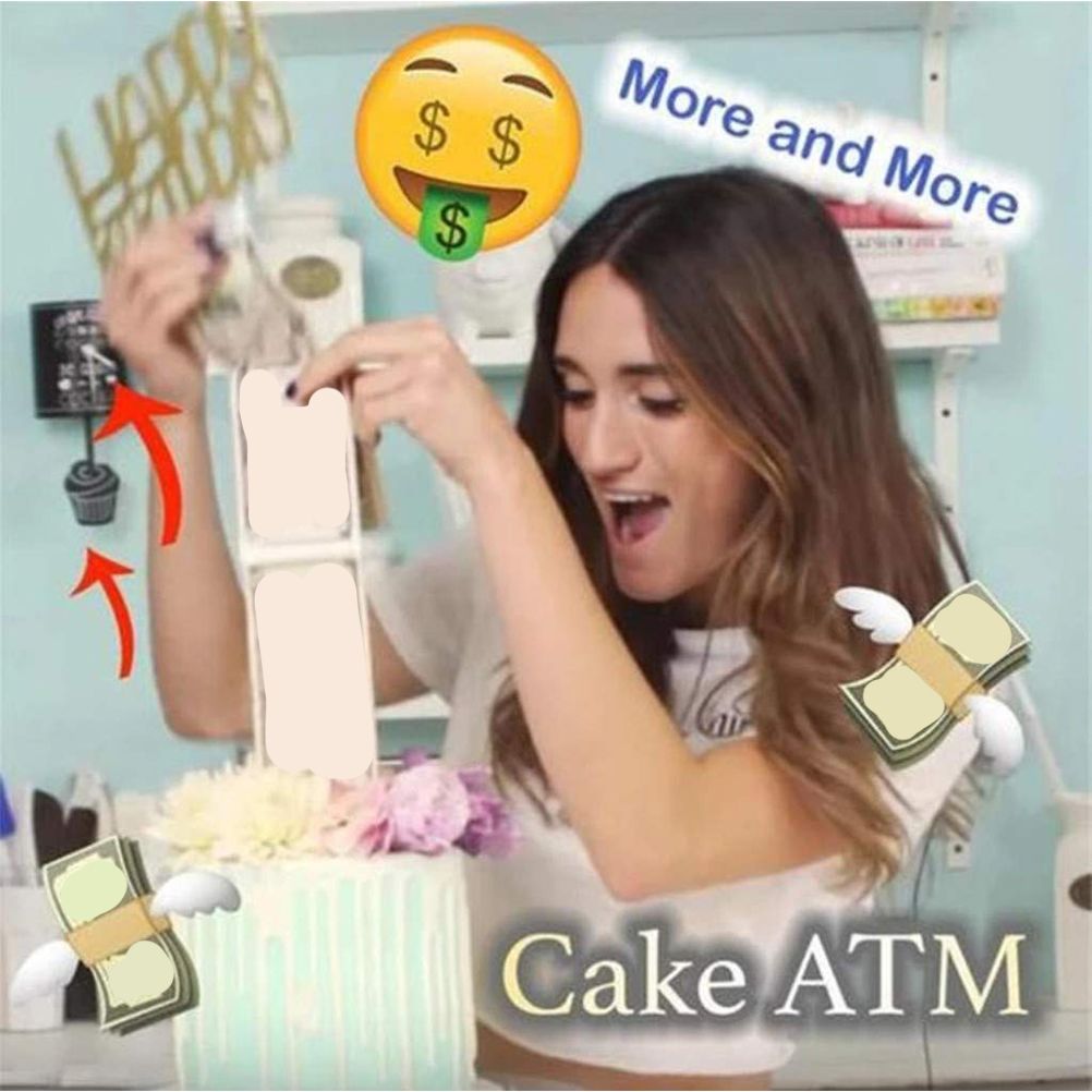 Funny Cake Money Box Money Pulling Cake Making Mold Cake ATM Box Mold with 20Pcs Plastic Bag