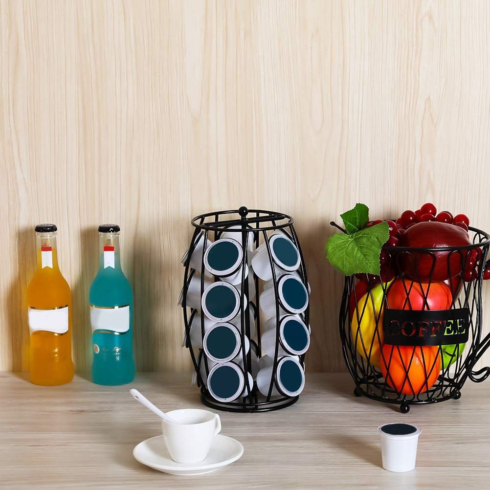 K Cup Carousel Metal Carousel Holder Organizer Coffee Pod Holder for Home Office