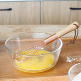 Wooden Handle Stainless Steel Whisk Egg Beater Rose Gold Mixing Cooking Tools Firm Durable Cream Frother Baking Utensils
