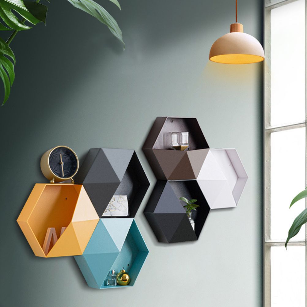 Hexagonal Wall Shelf Geometric Hexagonal Storage Shelf Simple Geometric Wall Floating Shelf