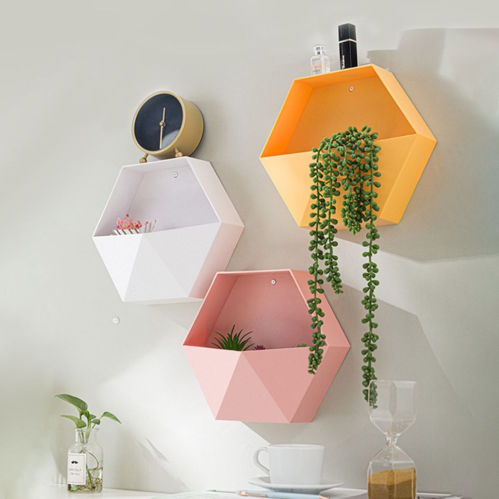 Hexagonal Wall Shelf Geometric Hexagonal Storage Shelf Simple Geometric Wall Floating Shelf
