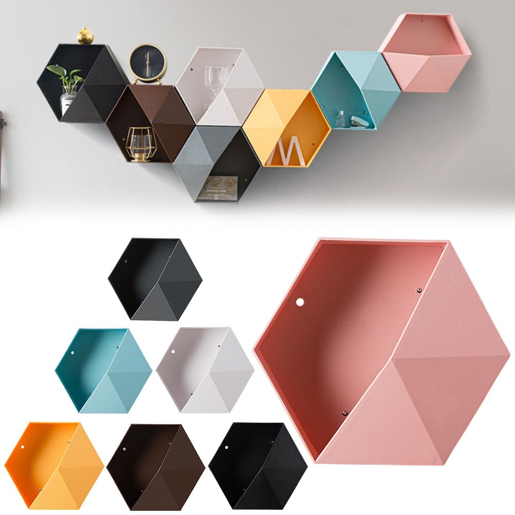 Hexagonal Wall Shelf Geometric Hexagonal Storage Shelf Simple Geometric Wall Floating Shelf