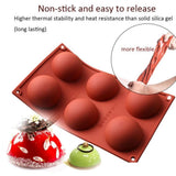 6 Cavity Semicircle Silicone Cake Mold Muffin Chocolate Baking Mold Pan DIY Party Cake Mold - Rear View