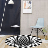 3D Round Carpet Rug Living Room Doormat Coffee Table Blanket 3D Optical Decorative Carpet for Bedroom Dining Room Office - Top-Down View