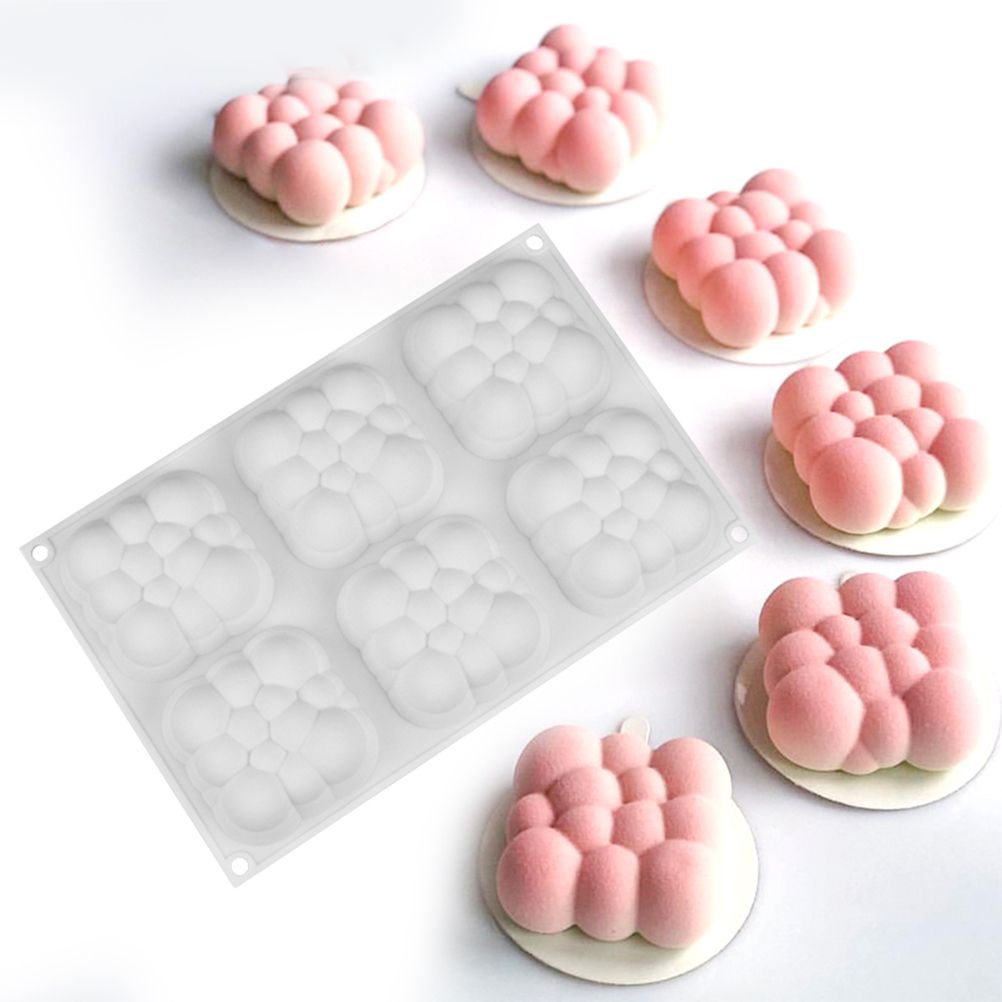 6 Cavities 3D Cloud Cake Mold Silicone Mousse Molds Bubble Molds for Baking