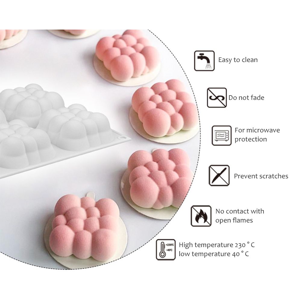 6 Cavities 3D Cloud Cake Mold Silicone Mousse Molds Bubble Molds for Baking