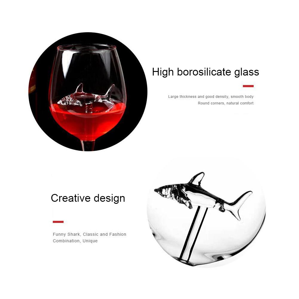 300ml Goblet Glass Mug Shark Wine Glass Goblets for Cold Drink Champagne Goblet Cocktail Glasses Whiskey Cup Party Barware