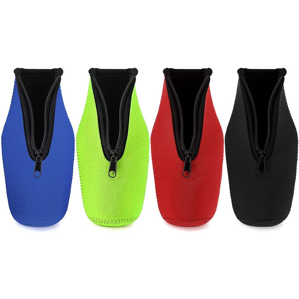 Beer Bottle Sleeve Zip Up Bottle Cover Collapsible Neoprene Sleeve Beer Cooler Covers for Indoor Outdoor Activities