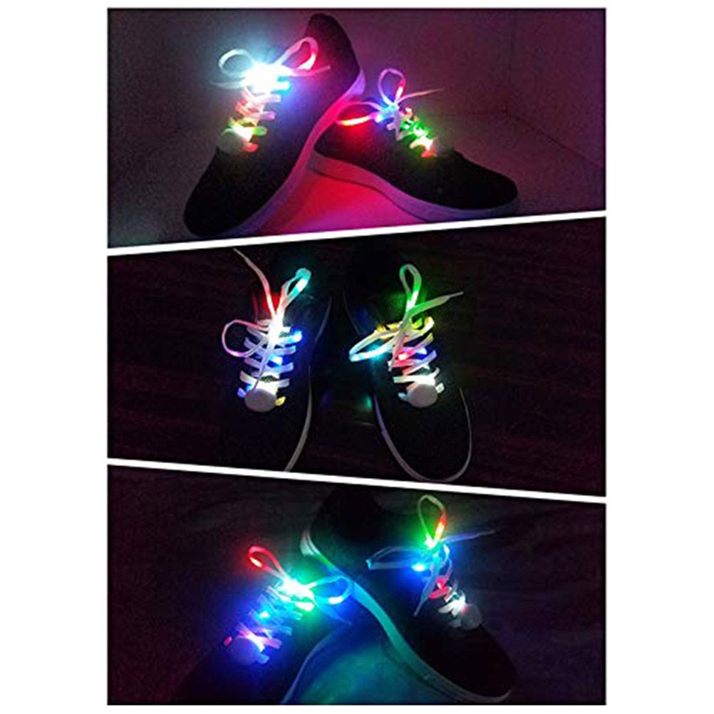 1 Pair LED Light Waterproof Shoelaces Battery Powered Flash Lighting Shoeslaces for Party Hip Hop Dancing Skating Running Cosplay