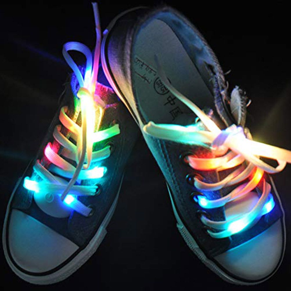 1 Pair LED Light Waterproof Shoelaces Battery Powered Flash Lighting Shoeslaces for Party Hip Hop Dancing Skating Running Cosplay