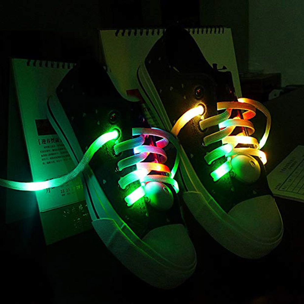 1 Pair LED Light Waterproof Shoelaces Battery Powered Flash Lighting Shoeslaces for Party Hip Hop Dancing Skating Running Cosplay