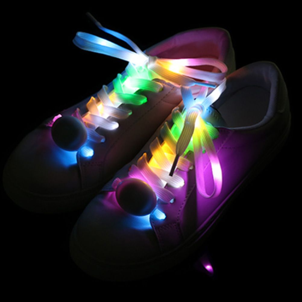 1 Pair LED Light Waterproof Shoelaces Battery Powered Flash Lighting Shoeslaces for Party Hip Hop Dancing Skating Running Cosplay