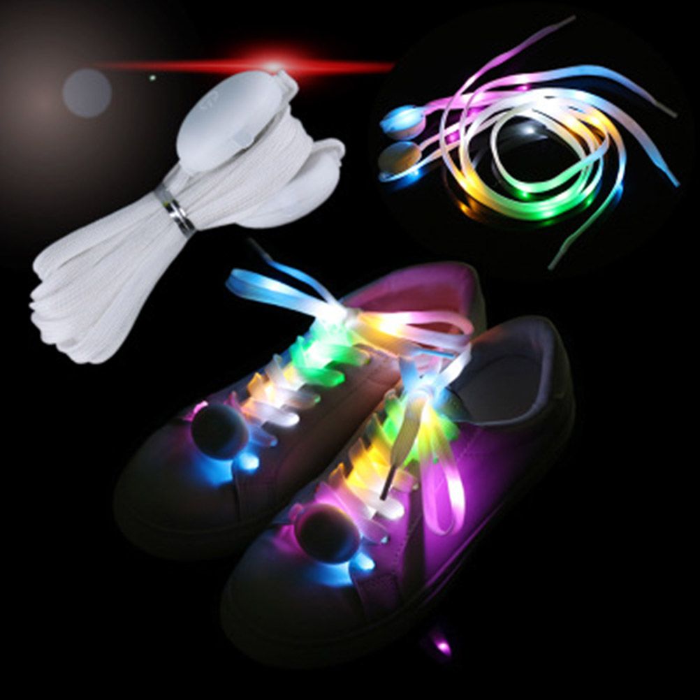 1 Pair LED Light Waterproof Shoelaces Battery Powered Flash Lighting Shoeslaces for Party Hip Hop Dancing Skating Running Cosplay