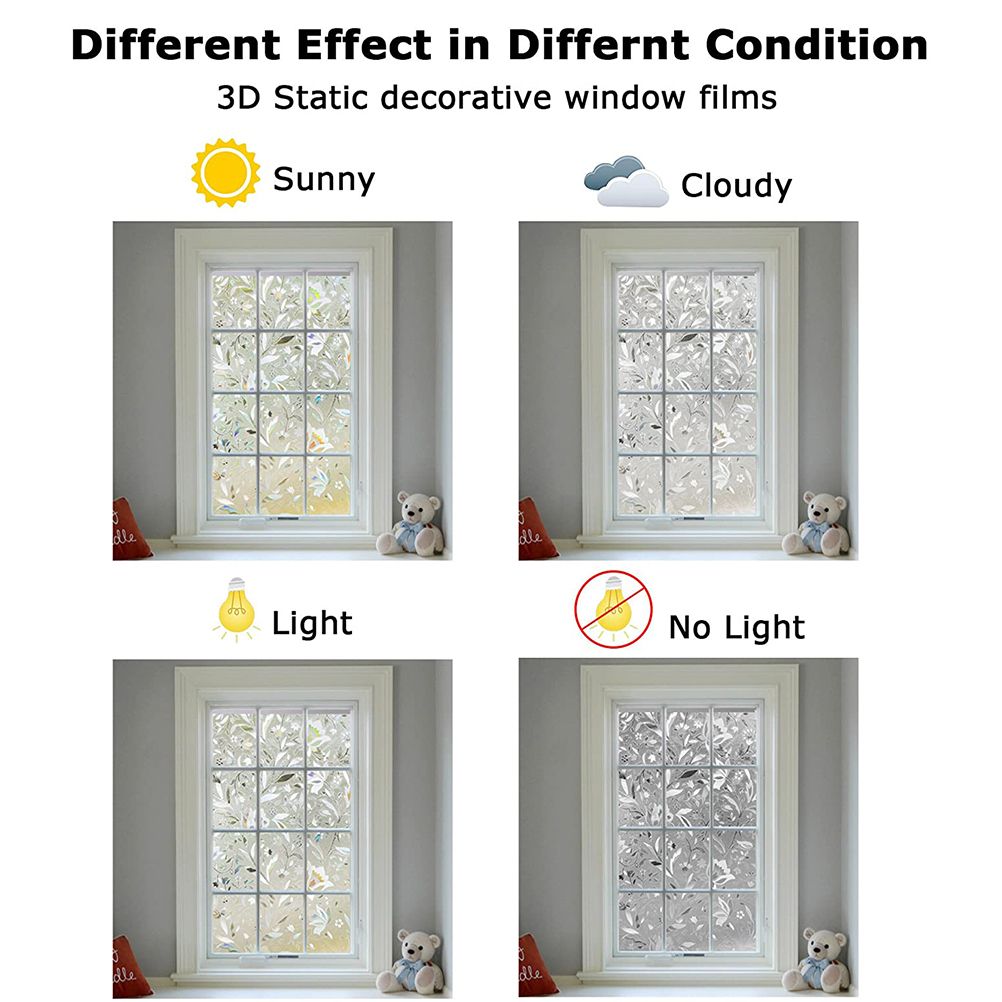 Window Film No Glue Static Decorative Films Window Frosted Film for Sun Protection