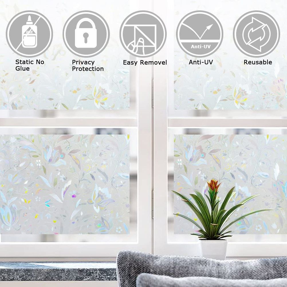 Window Film No Glue Static Decorative Films Window Frosted Film for Sun Protection