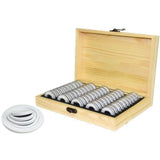 Adjustable 50 Coin Storage Tool Round Coin Storage Wooden Box Commemorative Coin Collection Tool