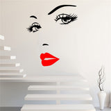 Beautiful Women Face and Red Lips Wall Sticker Home Living Room Bedroom Decoration
