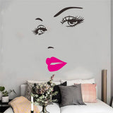 Beautiful Women Face and Red Lips Wall Sticker Home Living Room Bedroom Decoration