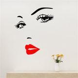 Beautiful Women Face and Red Lips Wall Sticker Home Living Room Bedroom Decoration